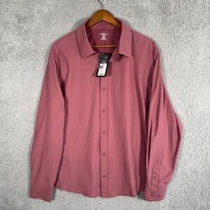 Fabletics Men's The Don Button Down Long Sleeve Shirt Red Size XL